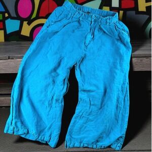 YFB Linen Harem Pants M Young Fabulous Broke Cropped Wide Leg Lounge Hippie Boho